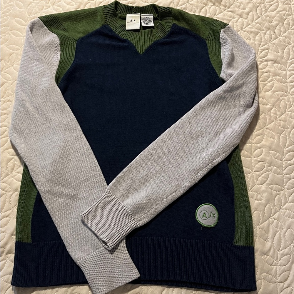 Armani Exchange Green and Navy Sweater